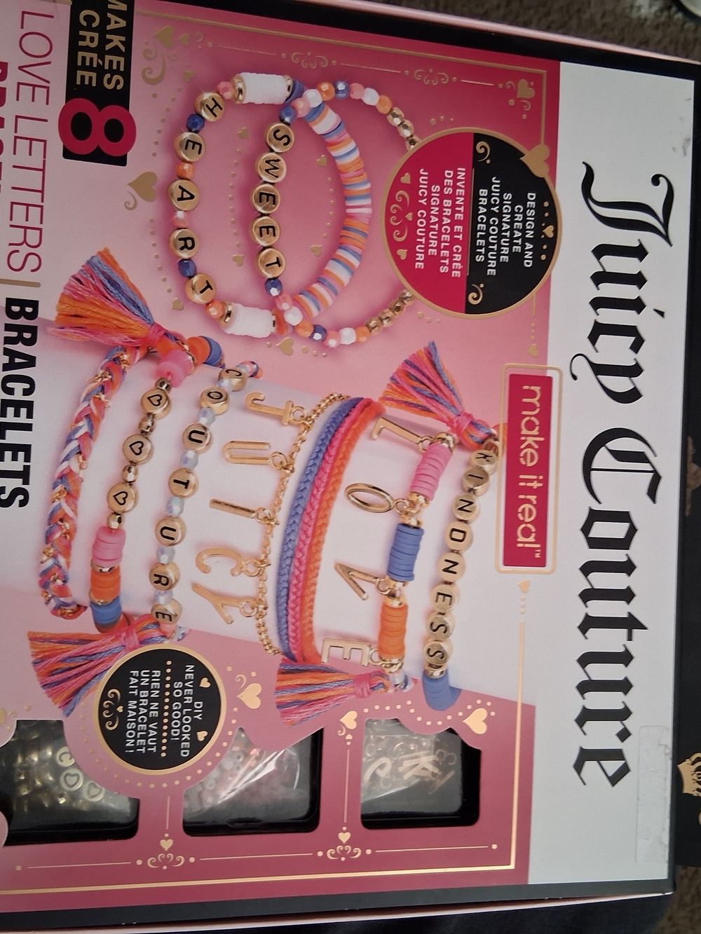 Juicy Couture Pastel Pink Purple Orange Tassel & Beaded Bracelet Set
